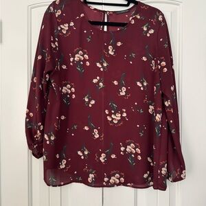 West Kei Maroon Floral Blouse